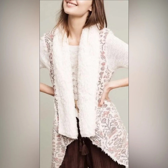Anthropologie Jacquard Sherpa Vest by HEI HEI - Picture 1 of 10